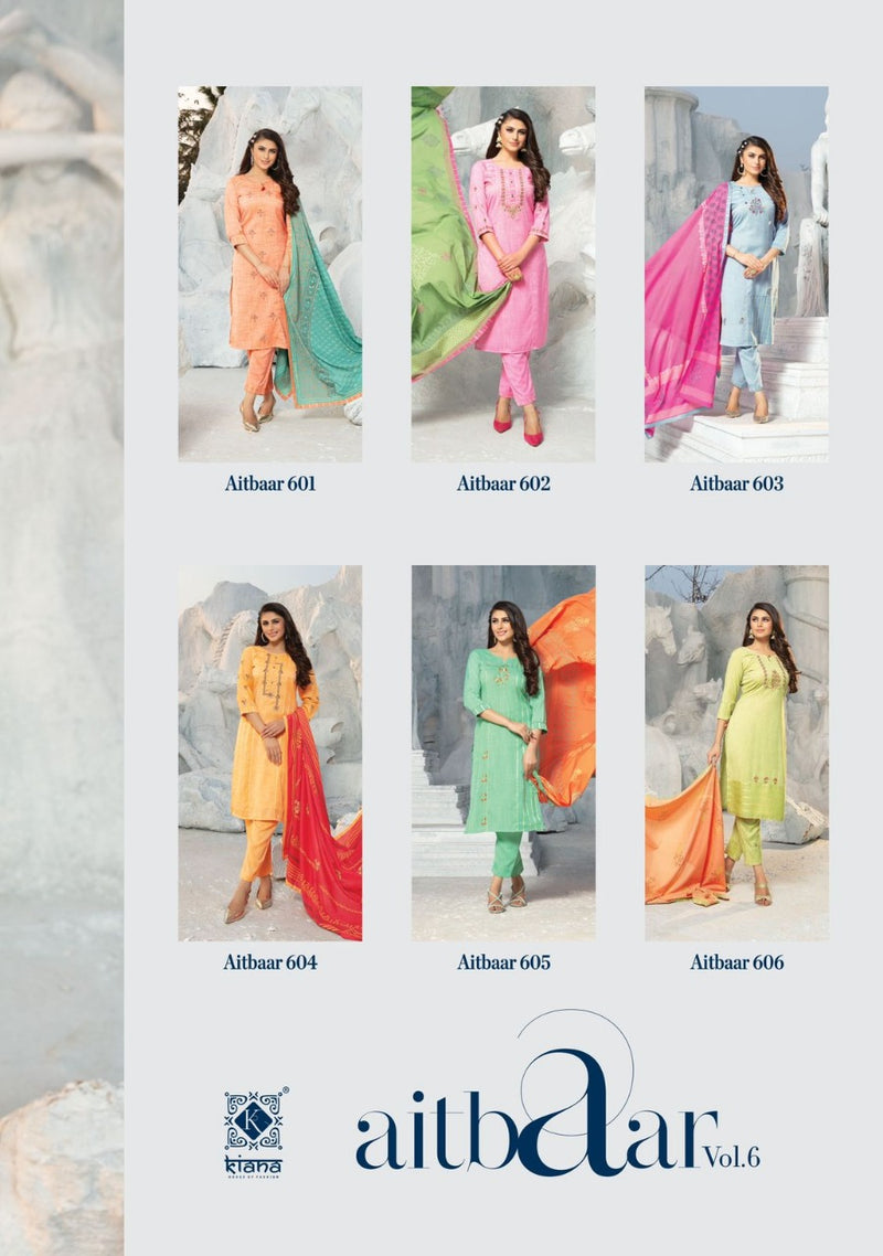 Kiana House Of Fashion Aitbaar Vol 6 Rayon Designer Party Wear Kurtis With Bottom & Dupatta