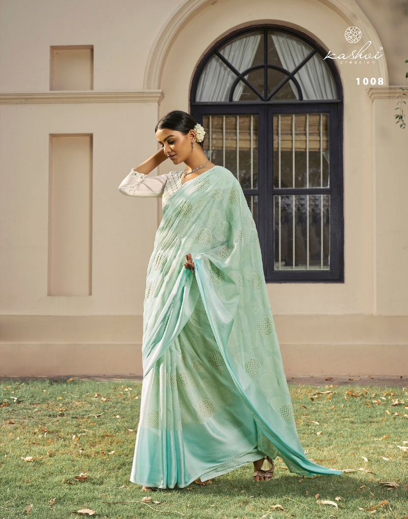 Kashvi Creation Ajra Silk Brasso With Ink Zari Prints Stylish Party Wear Sarees