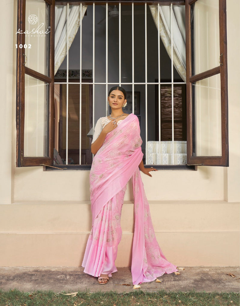 Kashvi Creation Ajra Silk Brasso With Ink Zari Prints Stylish Party Wear Sarees