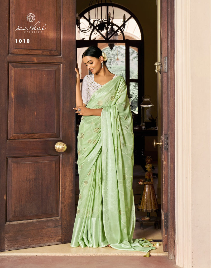 Kashvi Creation Ajra Silk Brasso With Ink Zari Prints Stylish Party Wear Sarees