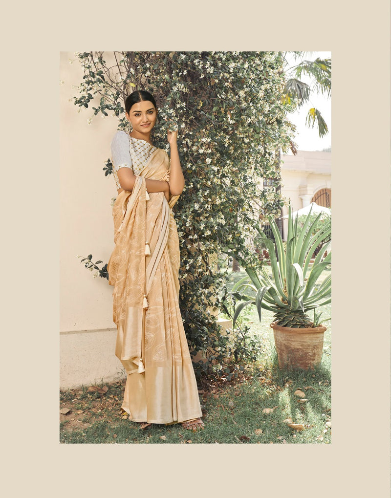 Kashvi Creation Ajra Silk Brasso With Ink Zari Prints Stylish Party Wear Sarees