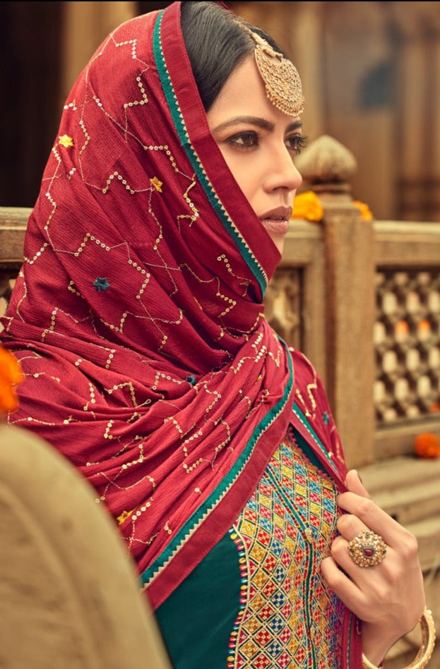 Panch Ratna Ajrakh Jam Silk  Designer Party Wear Salwar Kameez