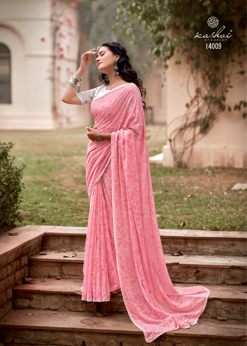 Kashvi Creation Akansha Georgette Printed Beautiful Party Wear Sarees