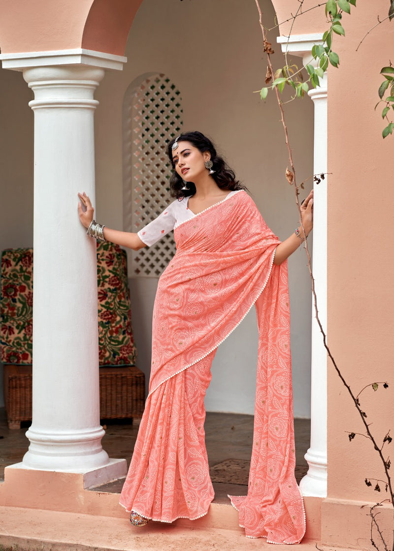 Kashvi Creation Akansha Georgette Printed Beautiful Party Wear Sarees