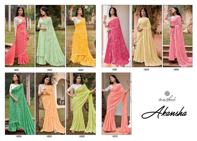 Kashvi Creation Akansha Georgette Printed Beautiful Party Wear Sarees