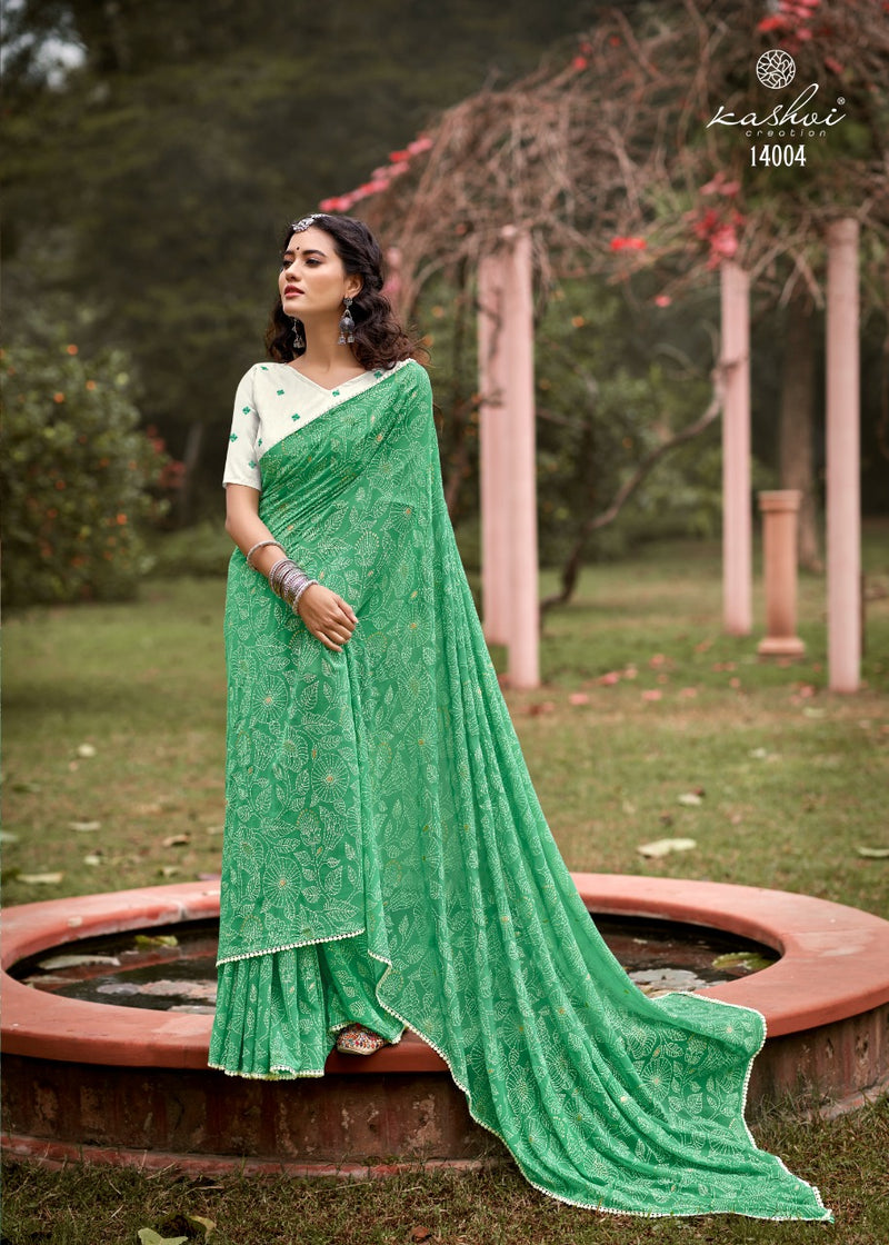 Kashvi Creation Akansha Georgette Printed Beautiful Party Wear Sarees