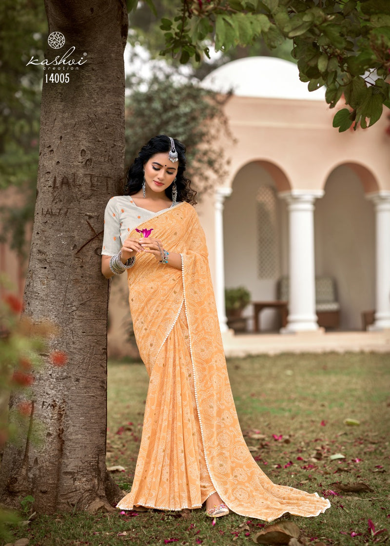 Kashvi Creation Akansha Georgette Printed Beautiful Party Wear Sarees
