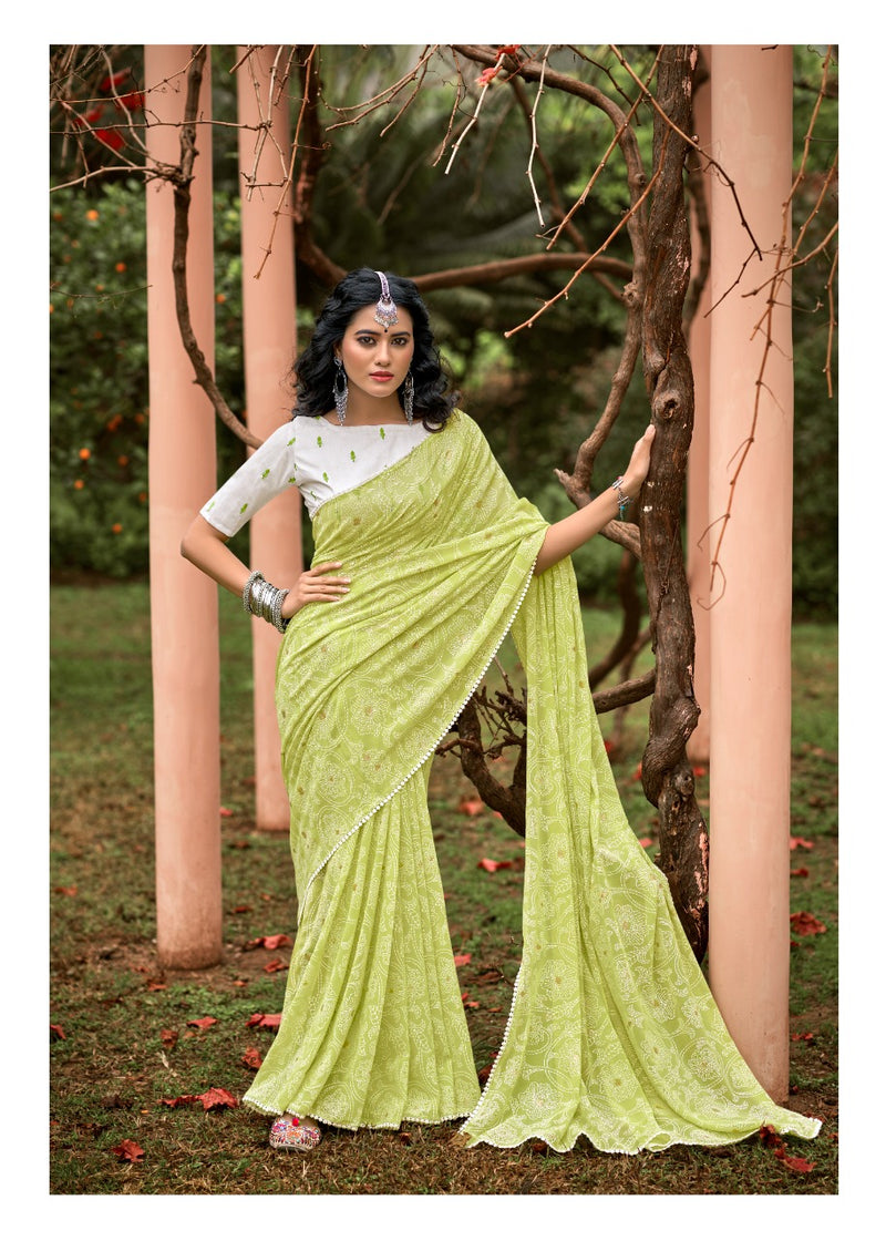Kashvi Creation Akansha Georgette Printed Beautiful Party Wear Sarees