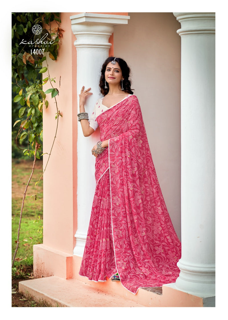 Kashvi Creation Akansha Georgette Printed Beautiful Party Wear Sarees