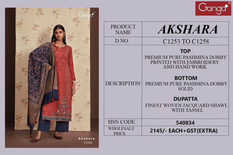 Ganga Akshara Pashmina With Dobby Printed Work Stylish Designer Fancy Salwar Suit