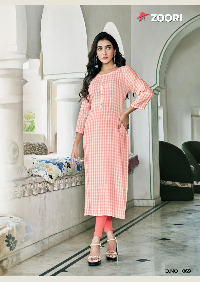 Zoori Akshara Vol 12 Rayon Fancy Stylish Casual Wear Kurtis With Bright Colors