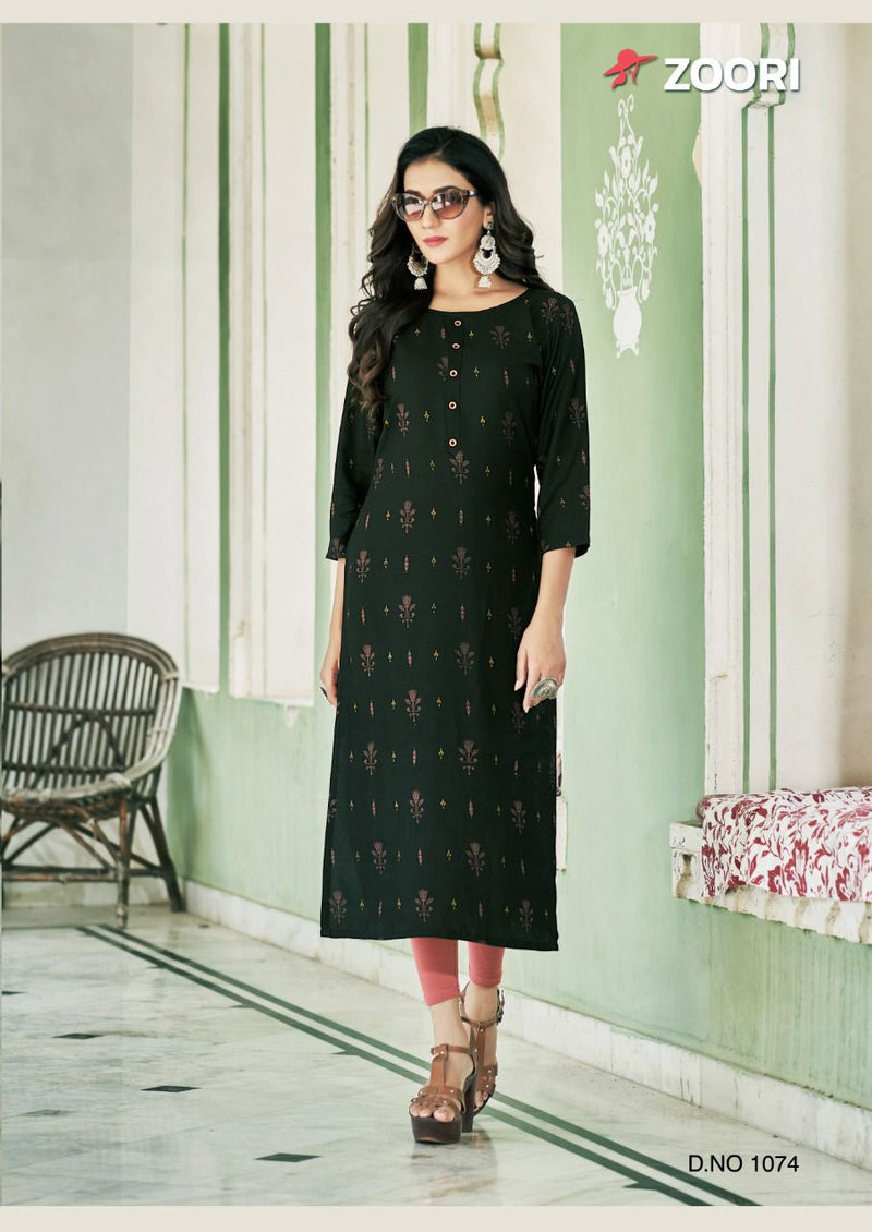 Zoori Akshara Vol 12 Rayon Fancy Stylish Casual Wear Kurtis With Bright Colors