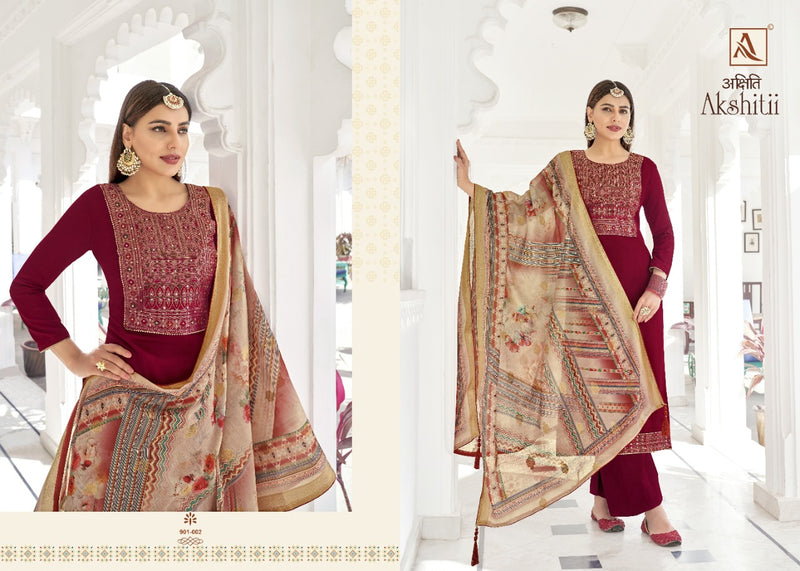 Alok Suits Akshiti Jam Cotton Heavy Embroidered Party Wear Salwar Suits
