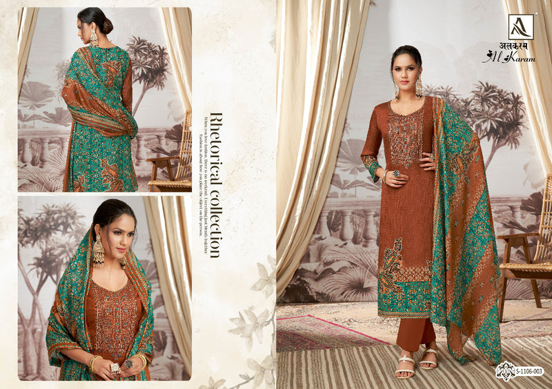 Alok Suit Al Karam Jam Satin With Heavy Embroidery Work Stylish Designer Festive Wear Salwar Kameez