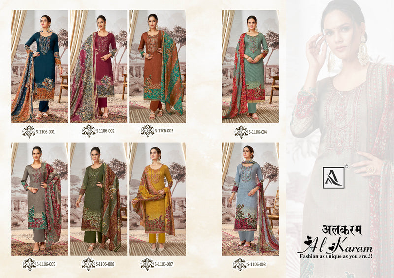 Alok Suit Al Karam Jam Satin With Heavy Embroidery Work Stylish Designer Festive Wear Salwar Kameez