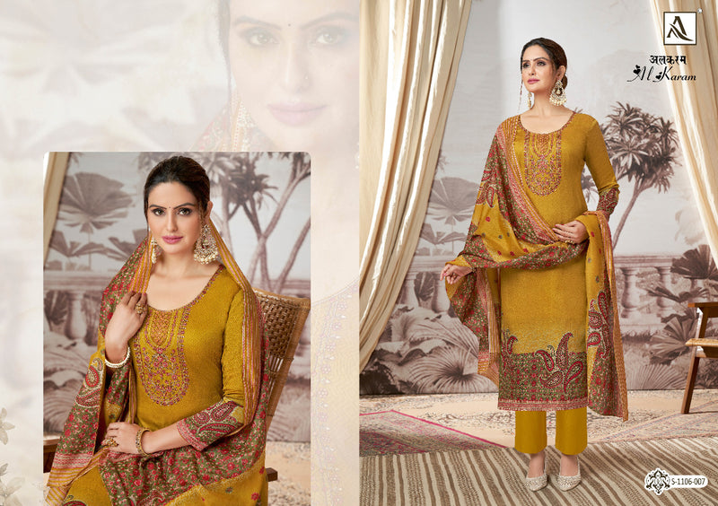 Alok Suit Al Karam Jam Satin With Heavy Embroidery Work Stylish Designer Festive Wear Salwar Kameez