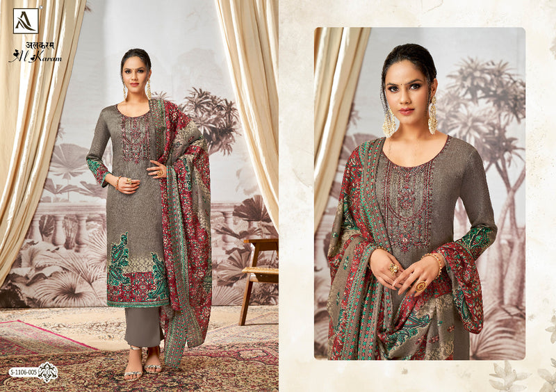 Alok Suit Al Karam Jam Satin With Heavy Embroidery Work Stylish Designer Festive Wear Salwar Kameez