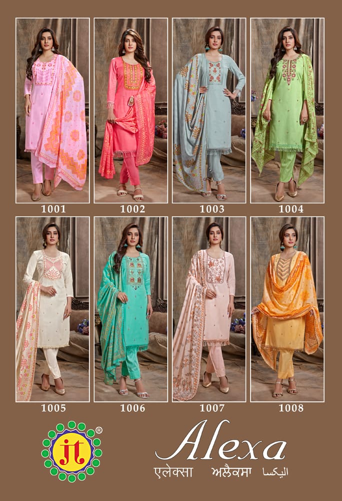 Jt Alexa Pure Heavy Cotton Embroidery Work Fancy Designer Wear Salwar Kameez