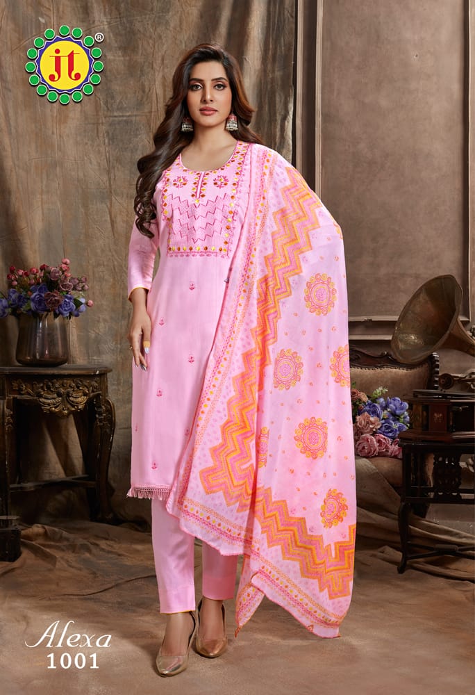 Jt Alexa Pure Heavy Cotton Embroidery Work Fancy Designer Wear Salwar Kameez