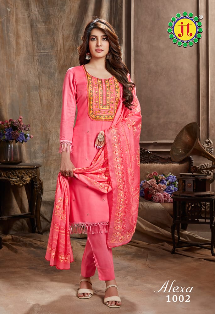 Jt Alexa Pure Heavy Cotton Embroidery Work Fancy Designer Wear Salwar Kameez
