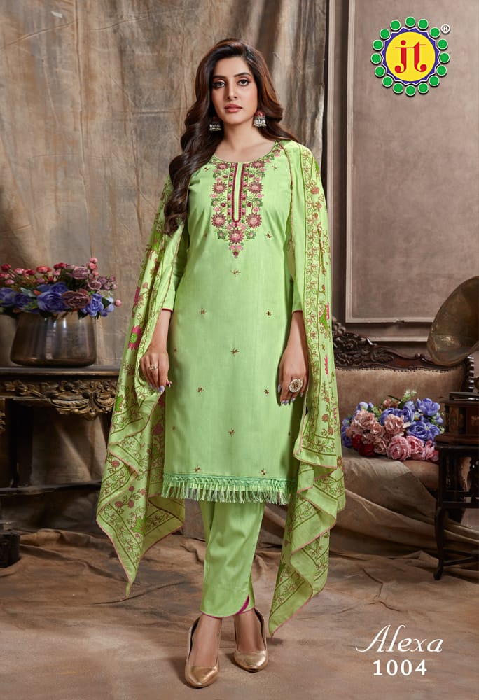 Jt Alexa Pure Heavy Cotton Embroidery Work Fancy Designer Wear Salwar Kameez