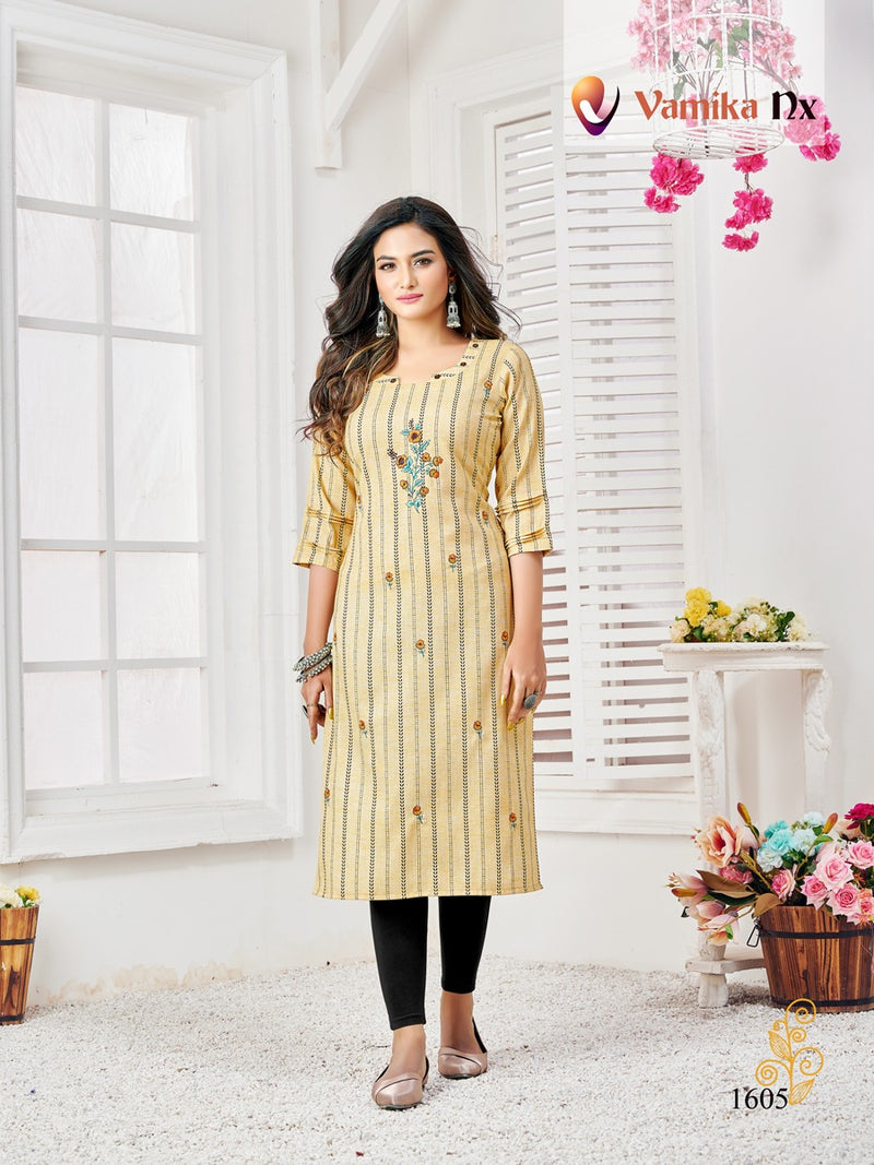 Vamika Nx Alexa Stripes Pattern Cotton Daily Wear Kurtis