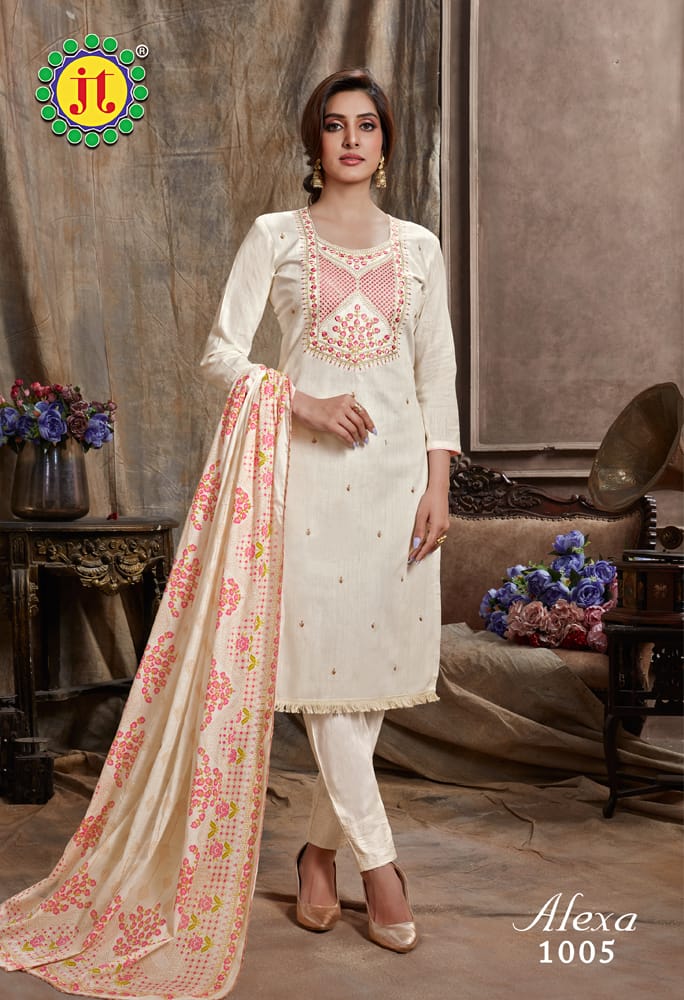 Jt Alexa Pure Heavy Cotton Embroidery Work Fancy Designer Wear Salwar Kameez