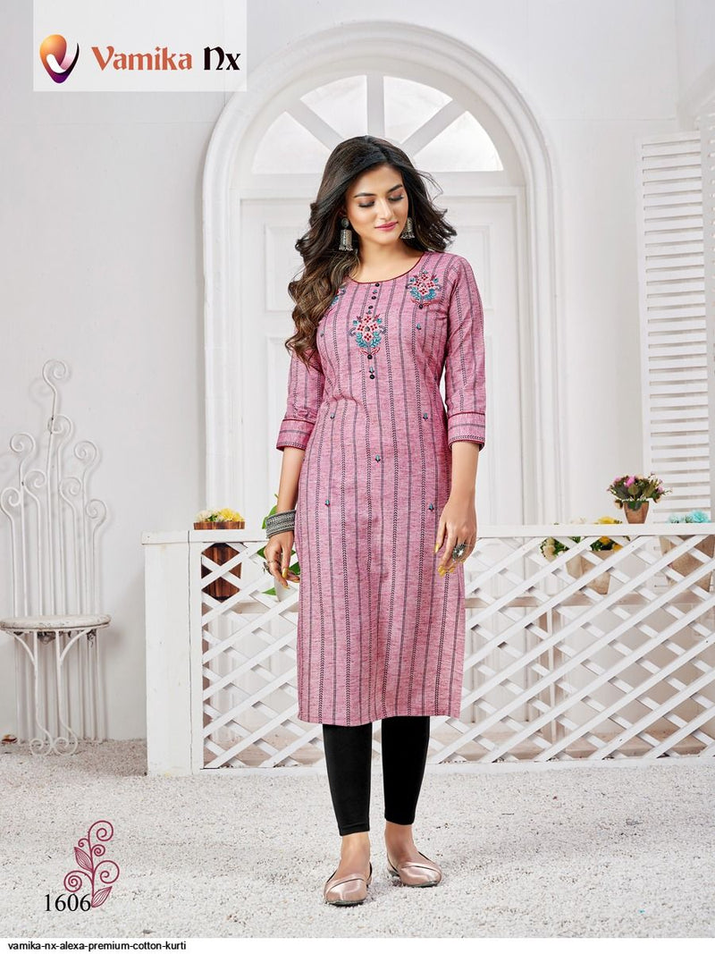 Vamika Nx Alexa Stripes Pattern Cotton Daily Wear Kurtis