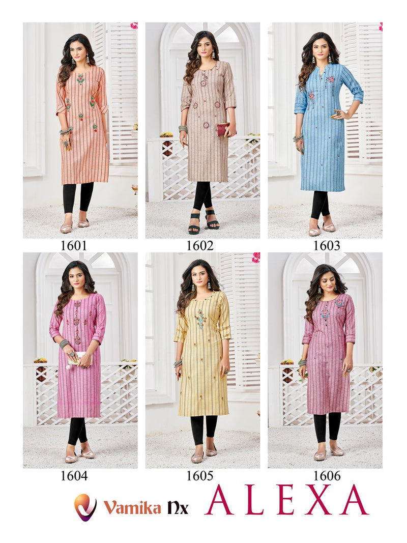 Vamika Nx Alexa Stripes Pattern Cotton Daily Wear Kurtis