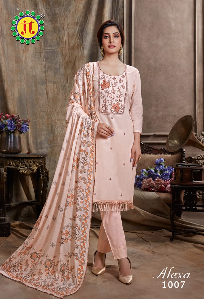 Jt Alexa Pure Heavy Cotton Embroidery Work Fancy Designer Wear Salwar Kameez