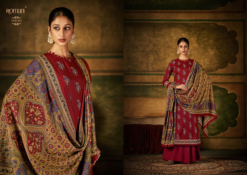 Romani Alfaaz Pashmina With Mirror And Hand Work Stylish Designer Casual Wear Salwar Kameez