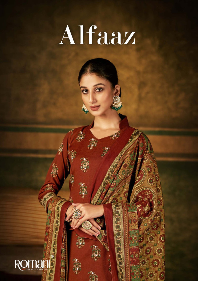 Romani Alfaaz Pashmina With Mirror And Hand Work Stylish Designer Casual Wear Salwar Kameez