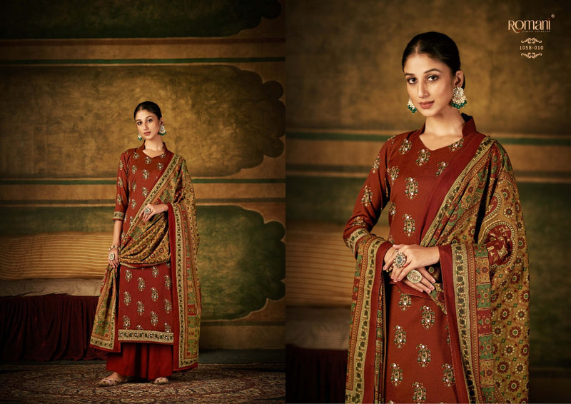 Romani Alfaaz Pashmina With Mirror And Hand Work Stylish Designer Casual Wear Salwar Kameez