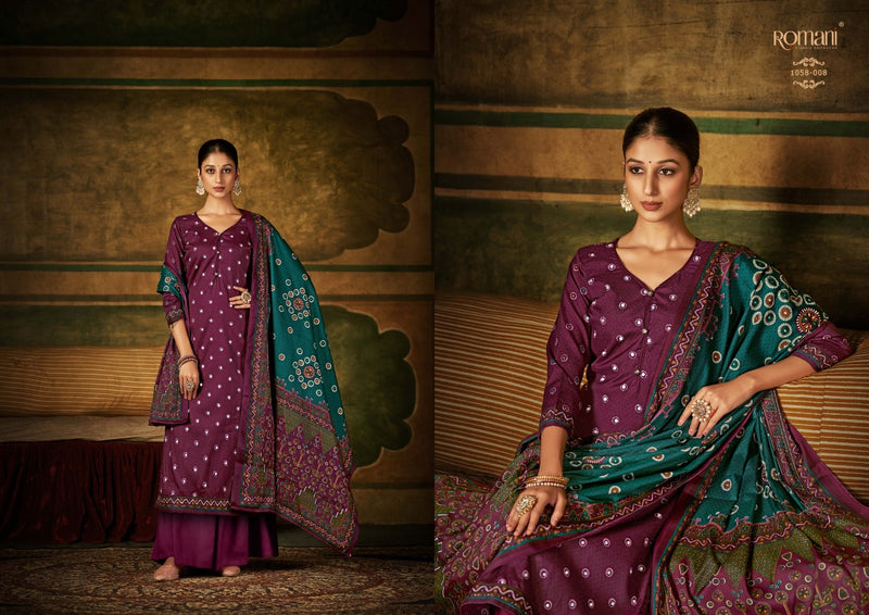 Romani Alfaaz Pashmina With Mirror And Hand Work Stylish Designer Casual Wear Salwar Kameez