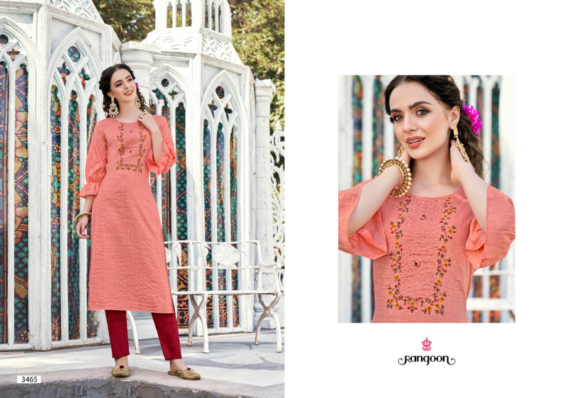 Rangoon Alfaz Chinon Fancy Festive Wear Embroidered Kurtis