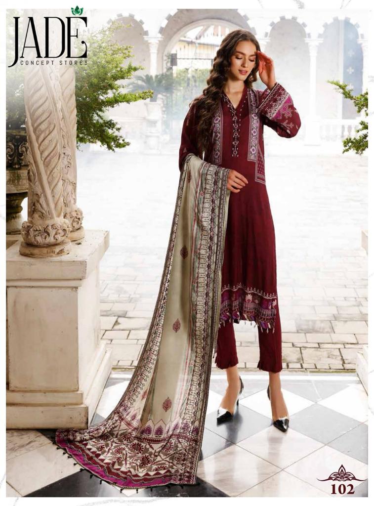 Jade Alfna Exclusive Pure Cotton With Heavy Embroidery Work Stylish Designer Festive Wear Salwar Kameez