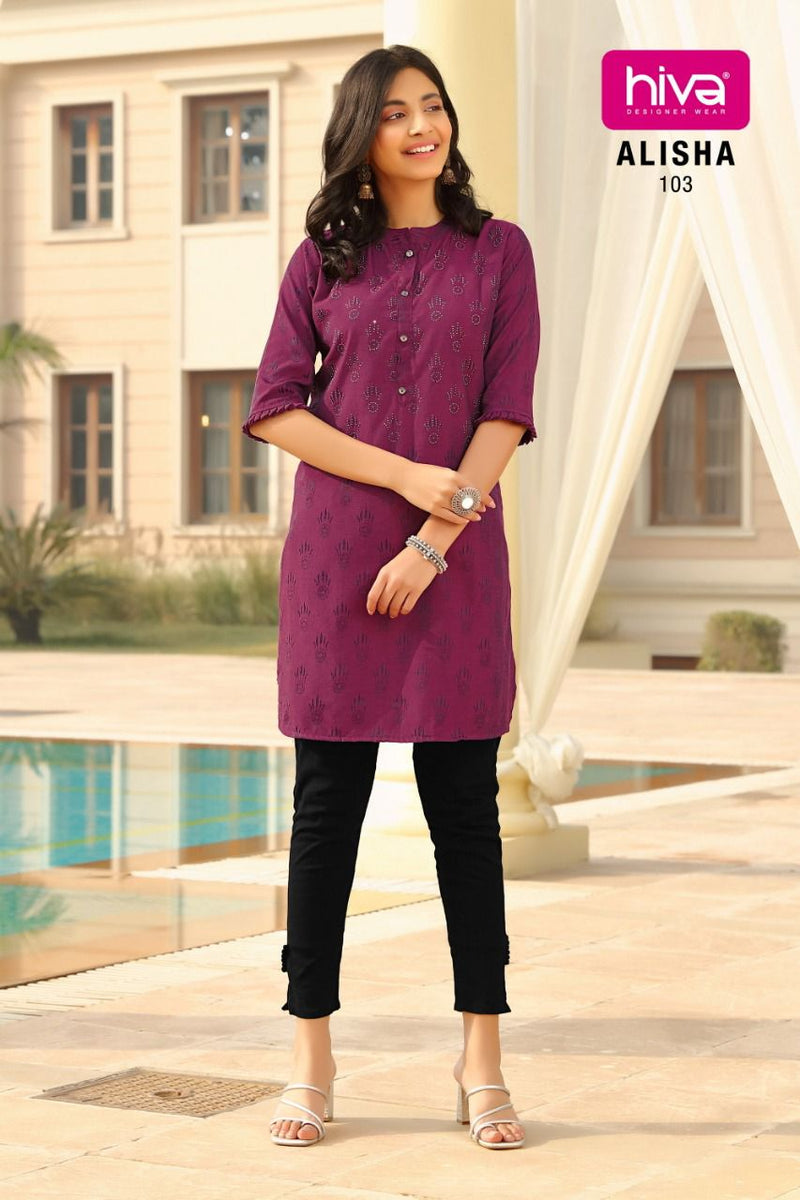 Hiva Designer Alisha Silk Fancy Stylish Party Wear Kurtis With 2 Tone