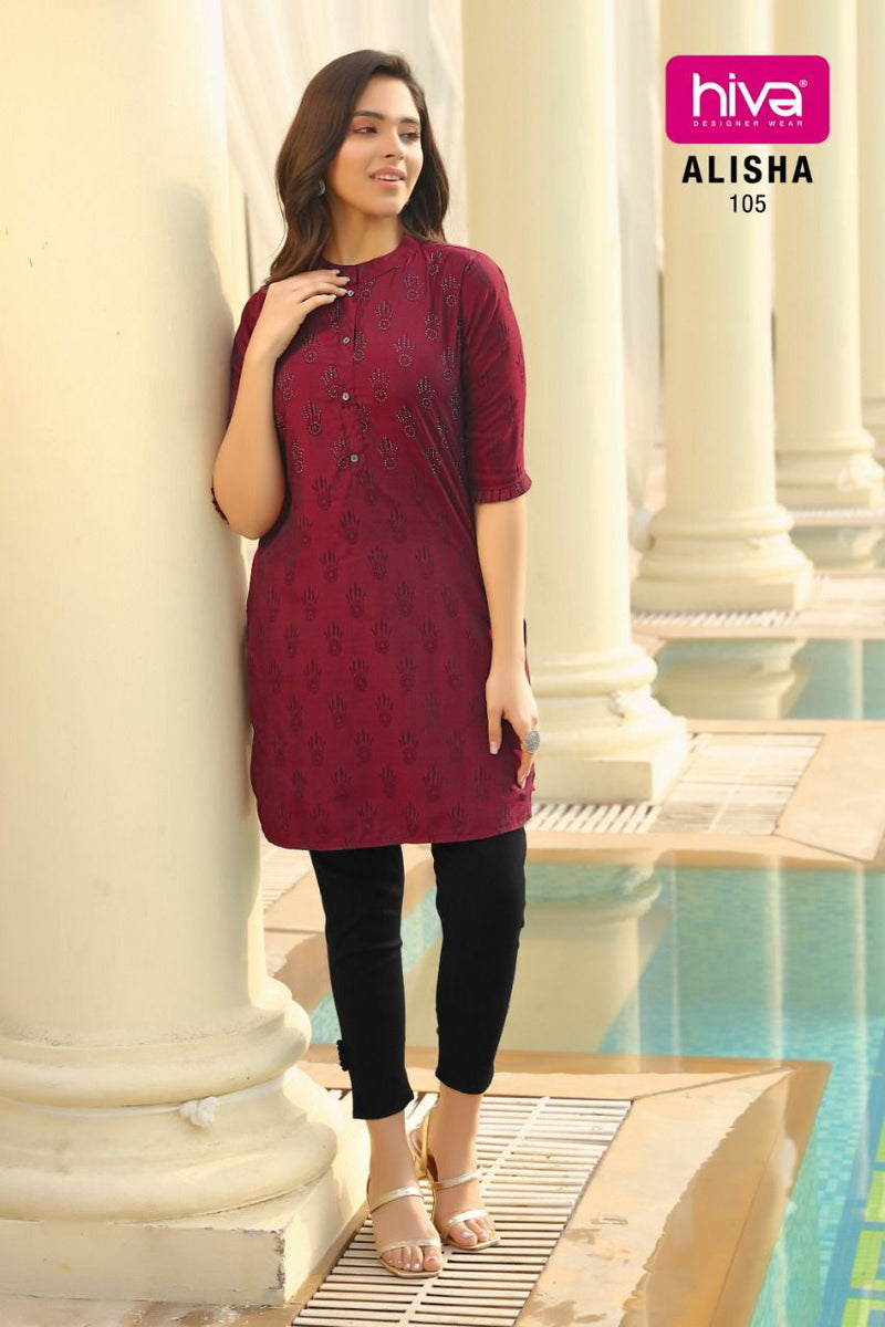 Hiva Designer Alisha Silk Fancy Stylish Party Wear Kurtis With 2 Tone