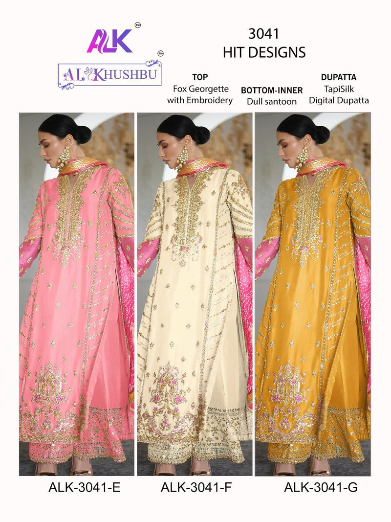 Al Khushbu Alk Dno 3041 Georgette With Beautiful Embroidery Work Stylish Designer Party Wear Salwar Kameez