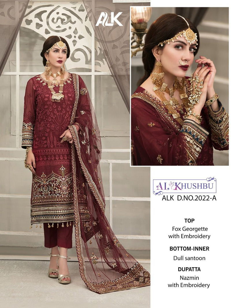 Al Khusbu Alk Dno 2022 Georgette Pakistani Style Wedding Wear Salwar Kameez