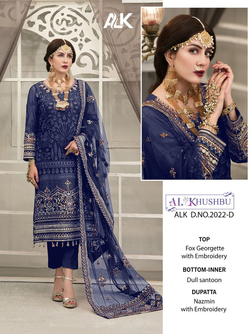 Al Khusbu Alk Dno 2022 Georgette Pakistani Style Wedding Wear Salwar Kameez
