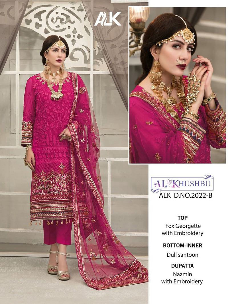 Al Khusbu Alk Dno 2022 Georgette Pakistani Style Wedding Wear Salwar Kameez