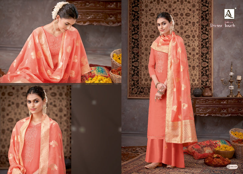 Alok Suit Divine Touch Cotton Dyed With Embroidery Work Salwar Suit