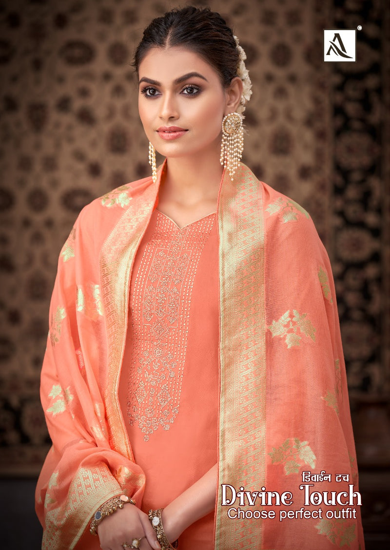 Alok Suit Divine Touch Cotton Dyed With Embroidery Work Salwar Suit