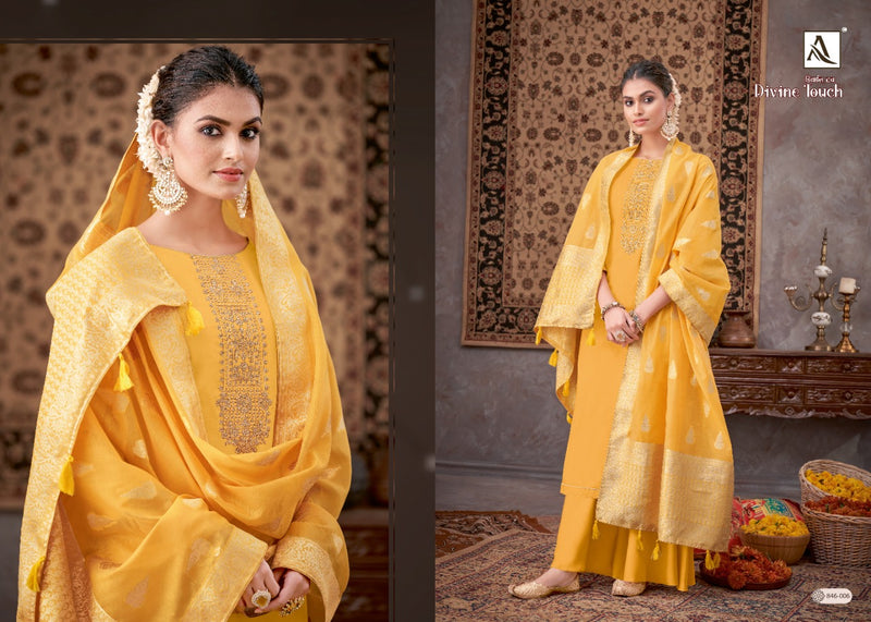 Alok Suit Divine Touch Cotton Dyed With Embroidery Work Salwar Suit