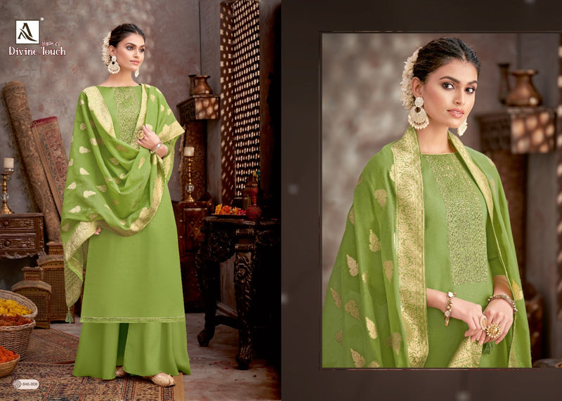 Alok Suit Divine Touch Cotton Dyed With Embroidery Work Salwar Suit
