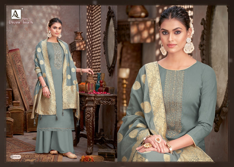 Alok Suit Divine Touch Cotton Dyed With Embroidery Work Salwar Suit