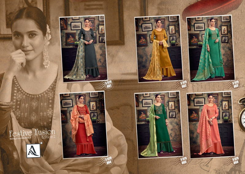 Alok Suits Festive Fusion Pure Jam Emboridary Work Salwar Suits