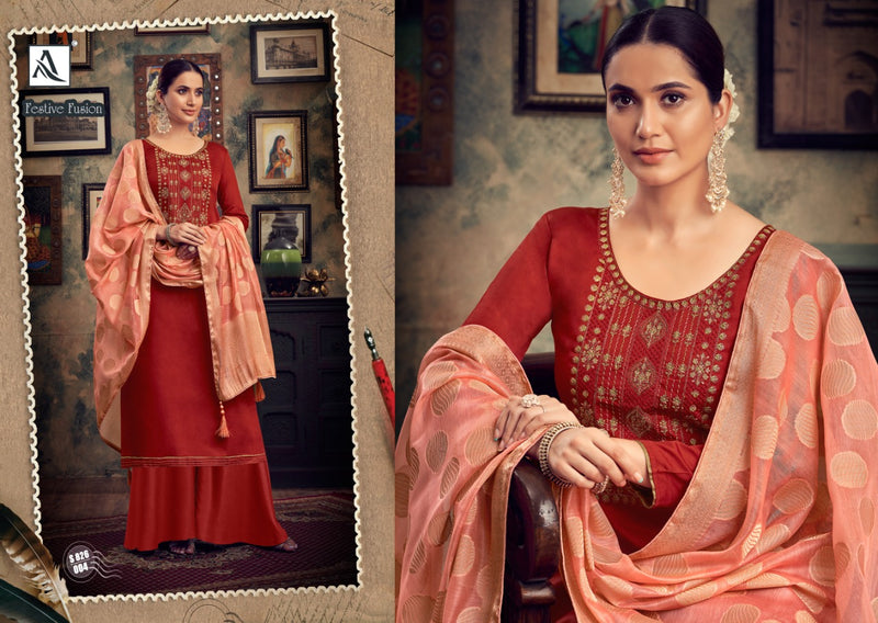Alok Suits Festive Fusion Pure Jam Emboridary Work Salwar Suits