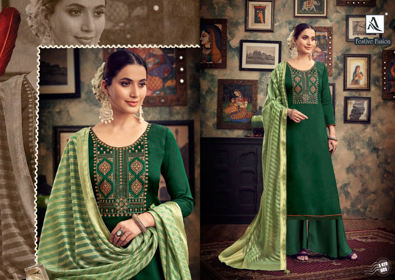 Alok Suits Festive Fusion Pure Jam Emboridary Work Salwar Suits